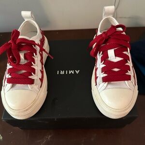 AMIRI Red and White Sneakers with Leather Upper